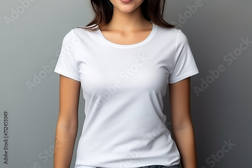 Woman in White Tshirt Mockup created with Generative AI