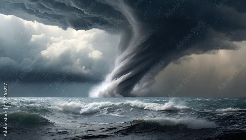 Fototapeta premium tornado storm background with dark sky cloud