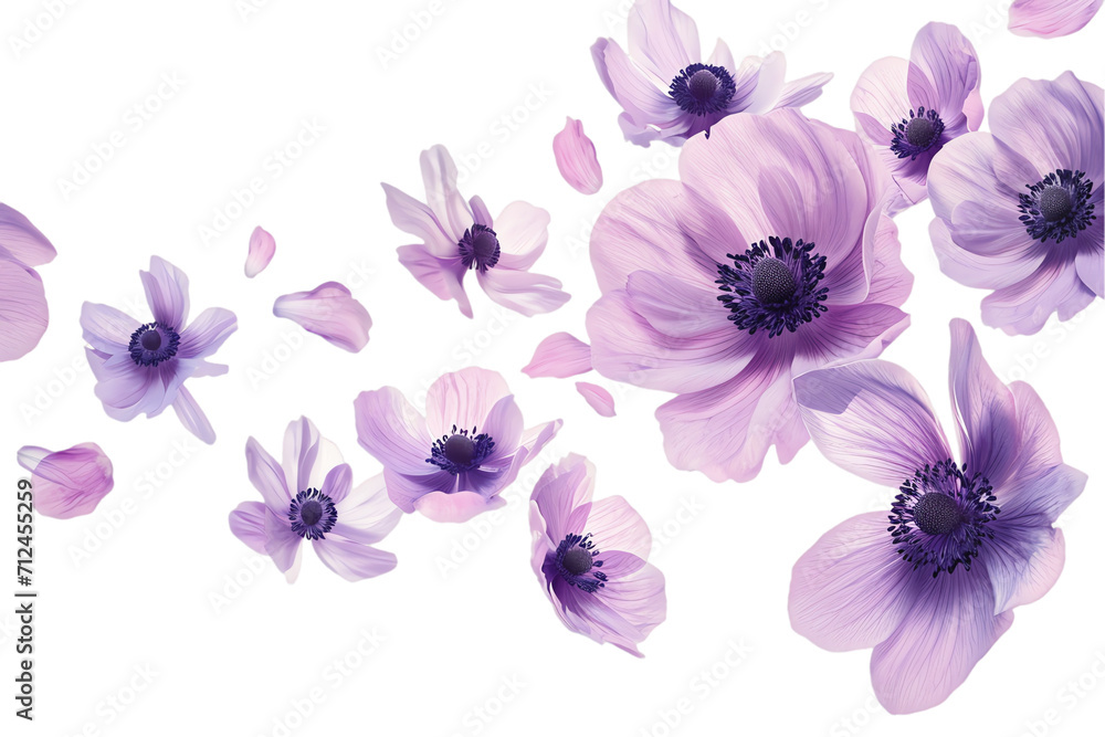 flower anemone petals flew isolated on white background flower anemone petals flew isolated on white background