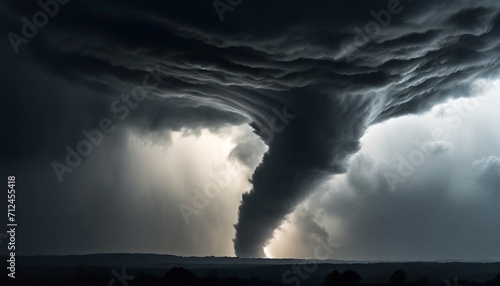 tornado storm background with dark sky cloud
