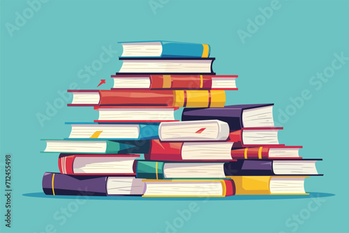 Colorful stack of books literature library, stack of books