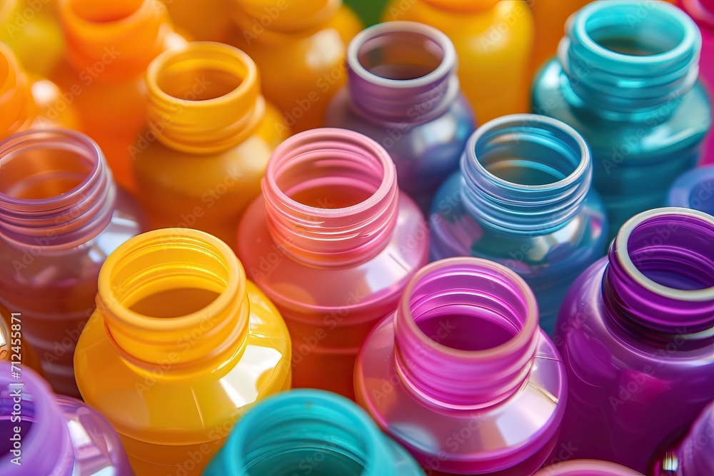 Colorful Plastic Bottles Background. Generative AI. Colorful Plastic Bottles Background. Generative AI.