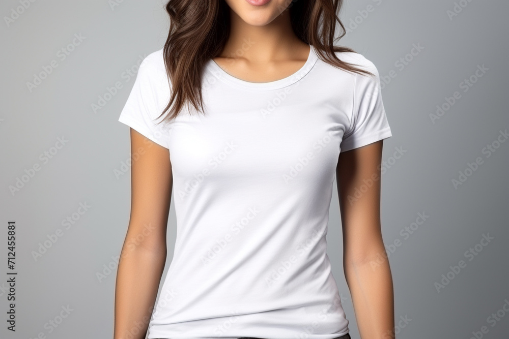 Woman in White Tshirt Mockup created with Generative AI Woman in White Tshirt Mockup created with Generative AI