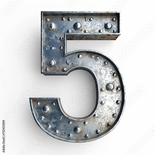 Steel beam Font 3d "Number 5"