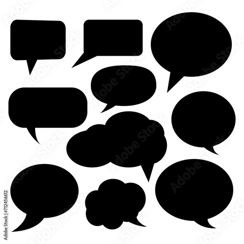 Empty speech bubble set. silhouette style. Ready to apply to your design. Vector illustration.