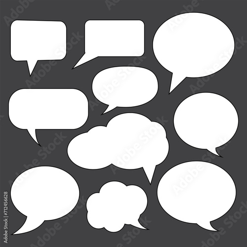 Empty speech bubble set. Ready to apply to your design. Vector illustration.