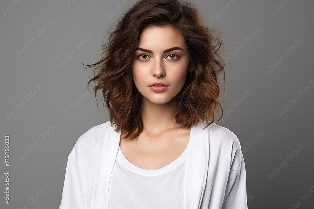 Woman in White Tshirt Mockup created with Generative AI Woman in White Tshirt Mockup created with Generative AI