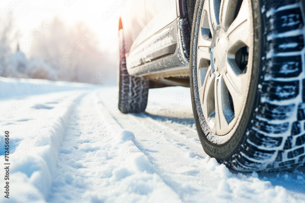 Naklejka premium winter tires on the road, operation of winter tires, tire store