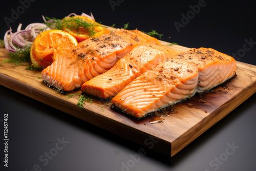 Wooden Board Feast: Baked Salmon and Veggies