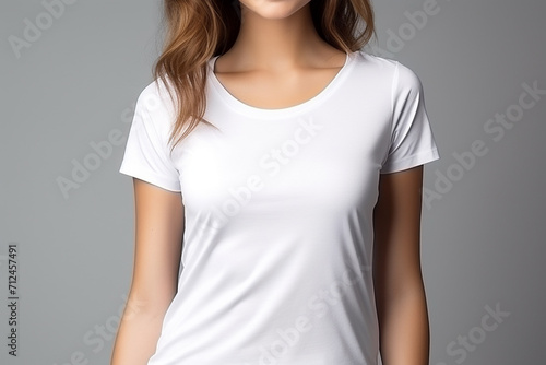 Woman in White Tshirt Mockup created with Generative AI