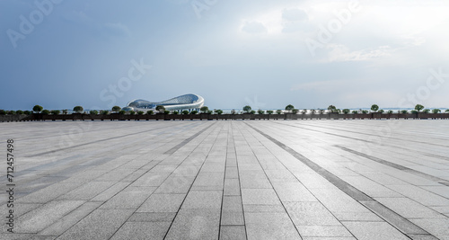 Empty square floor and sky clouds on cloudy day © ABCDstock