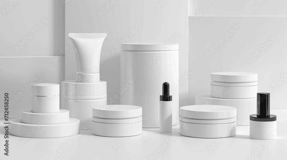 Elevate your brand with our blank white cosmetic skincare and makeup containers. Perfect for customizable and sleek packaging options. Generative AI Elevate your brand with our blank white cosmetic skincare and makeup containers. Perfect for customizable and sleek packaging options. Generative AI