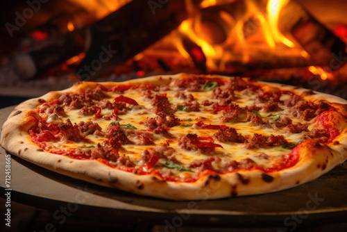 A Slice of Fire: Close-Up Pizza Oven Perfection