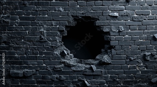 A illustration capturing a brick wall with a prominent hole
