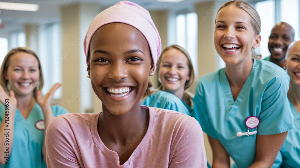 cancer, portrait of happy young woman in hospital, headscarf, world cancer day , cancer survivor, fighting cancer ,african girl cancer, portrait of happy young woman in hospital, headscarf, world cancer day , cancer survivor, fighting cancer ,african girl