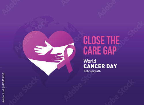 Close the care gap- World Cancer Day 2024 concept vector illustration. 4th February World Cancer Day Poster Or Banner Background.