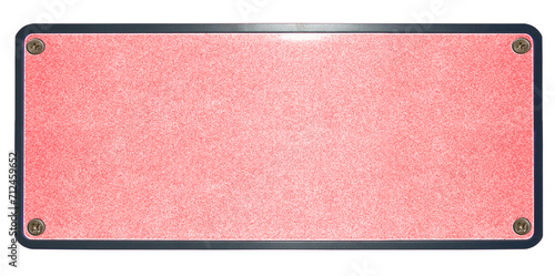 plaque minéralogique rose en aluminium avec vis photo