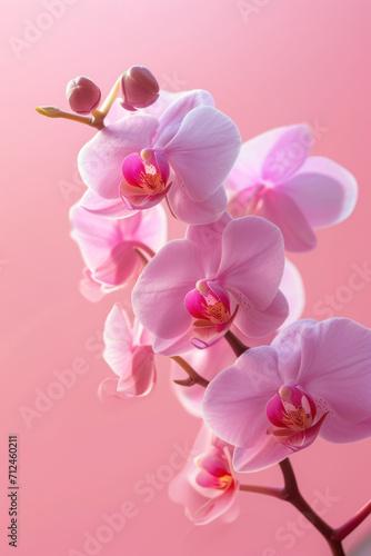 Pink Orchid flower soft elegant vertical background  card template
