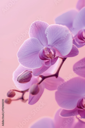 Purple Orchid flower soft elegant vertical background  card template