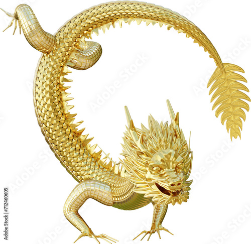 Chinese Golden Dragon for Power and Success. Year of Dragon.