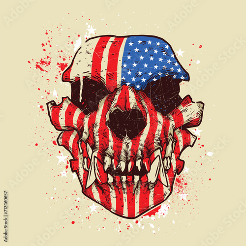 Patriot Skull: American Army Vector Design