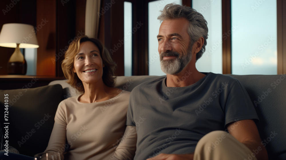 Man and Woman Sitting on Couch Man and Woman Sitting on Couch