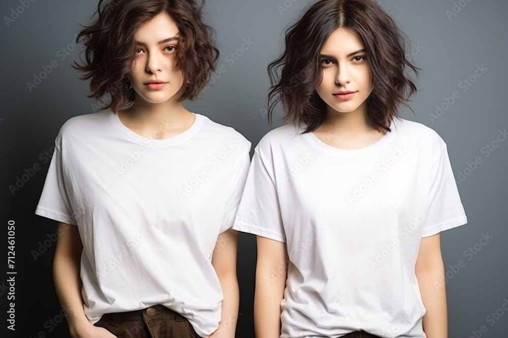 Woman in White Tshirt Mockup created with Generative AI Woman in White Tshirt Mockup created with Generative AI
