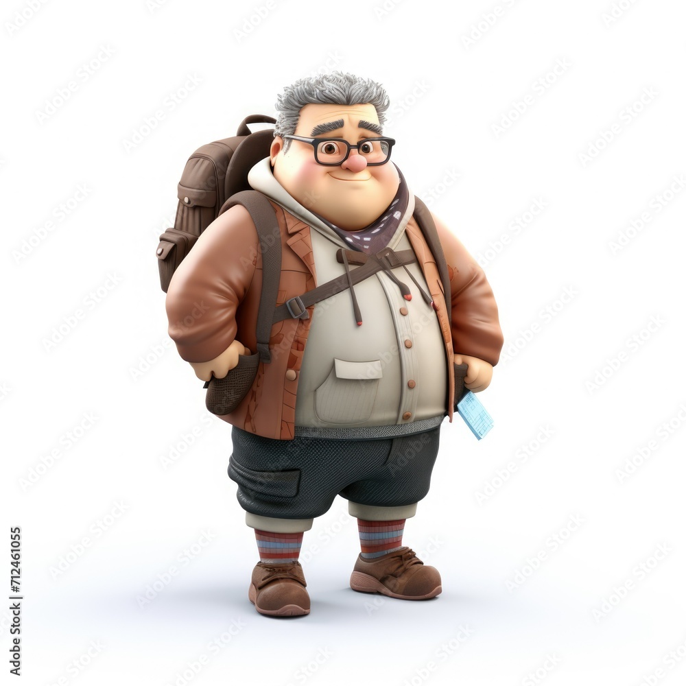 3D character male traveler with backpack. Vacation, Hiking, hiking trail. Lost, not knowing, confused, 3D character male traveler with backpack. Vacation, Hiking, hiking trail. Lost, not knowing, confused,