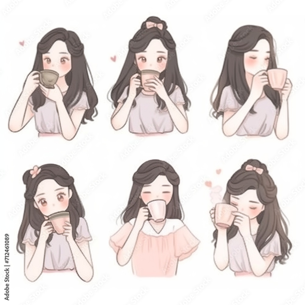 Cozy Moments: Women Savoring Coffee in Illustration Cozy Moments: Women Savoring Coffee in Illustration