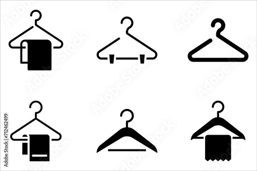 Clothes hanger icon set on white background