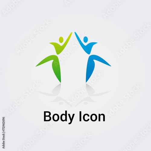 Illustration Corps Silhouette isolée Icône Illustration Couleurs graphique Symbole Nature, Sports et Fitness Solidarité Amour Aide, Logo pour entreprise