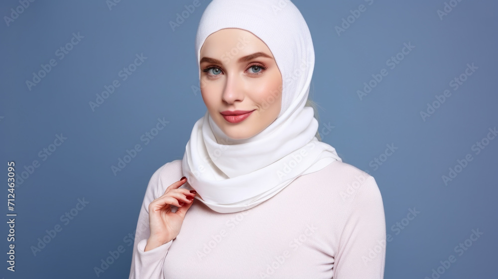Woman in White Hijab Poses for Picture Woman in White Hijab Poses for Picture