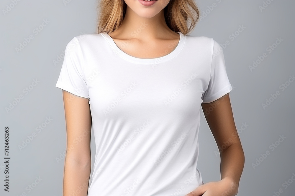 Woman in White Tshirt Mockup created with Generative AI Woman in White Tshirt Mockup created with Generative AI