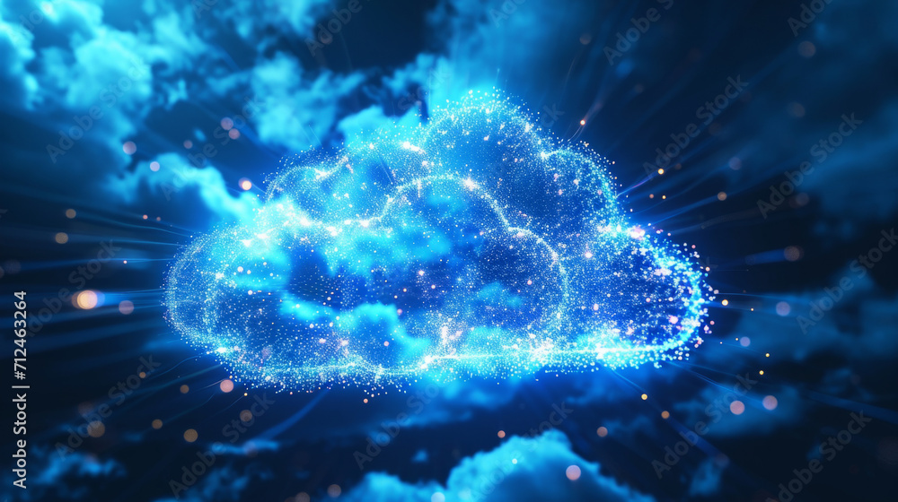 Cloud, blockchain and network connection of 3d render design for online storage, big data and security software. Colourful, vibrant blue and creative mockup wallpaper on a dark studio background Cloud, blockchain and network connection of 3d render design for online storage, big data and security software. Colourful, vibrant blue and creative mockup wallpaper on a dark studio background