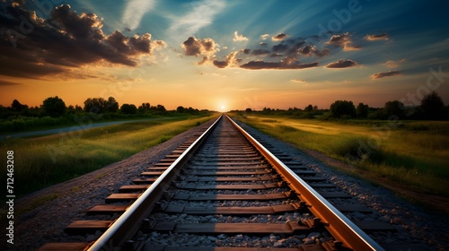 Train tracks leading into the distance photo