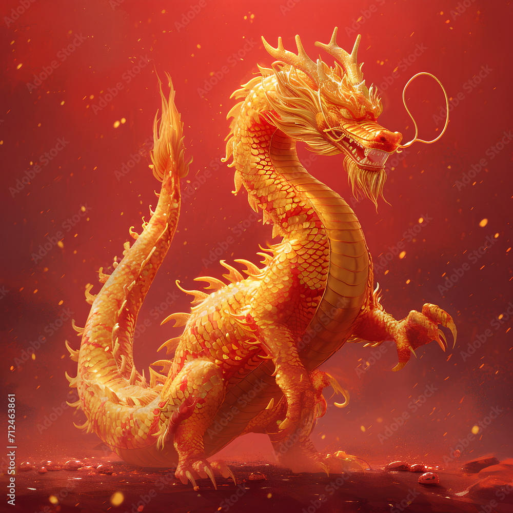 Fototapeta premium chinese new year golden dragon, lunar of the year