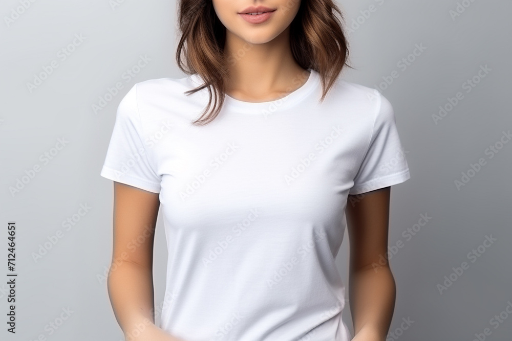 Woman in White Tshirt Mockup created with Generative AI Woman in White Tshirt Mockup created with Generative AI