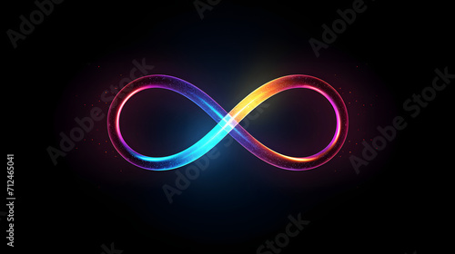 Vibrant Infinity Symbol Neon Glow on Black Background