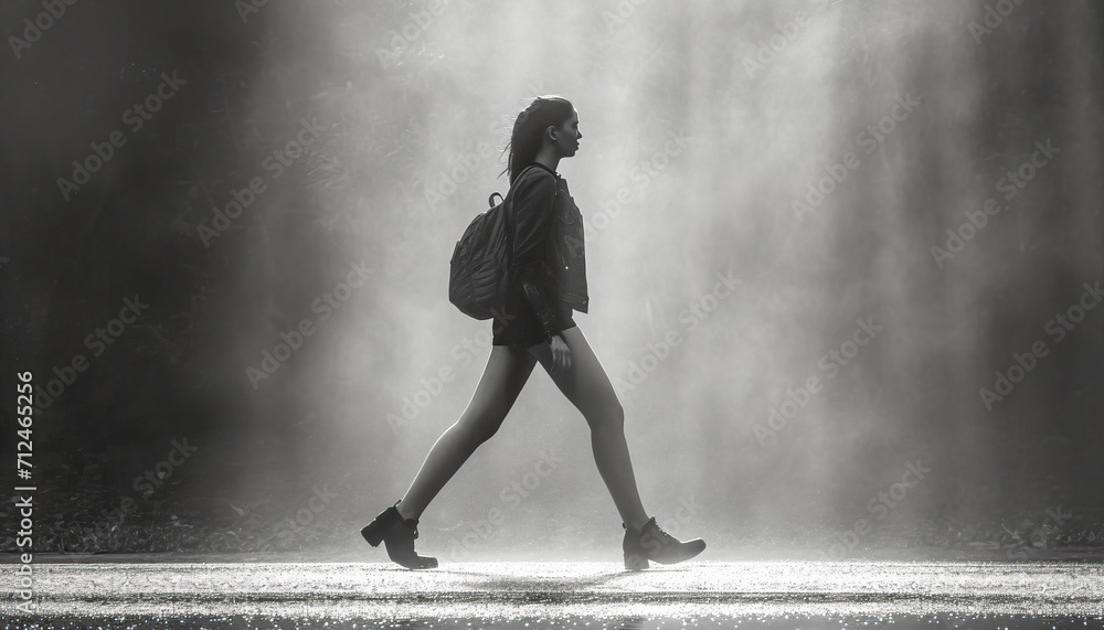 Fototapeta premium Energy from walking to work, in busy urban locations, people concept, April, generative ai
