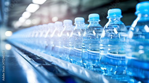 Industrial Bottled Water Production Line Closeup