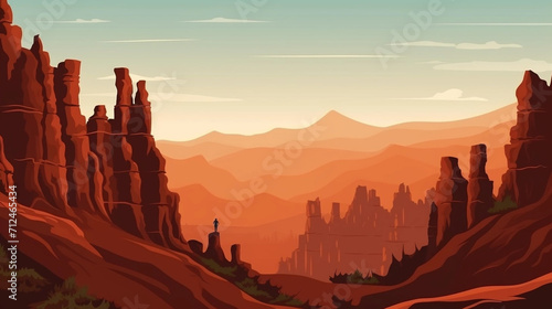 simple vector illustration, simple colors, Bryce national park. Tourist destination, travel destination. Famous tourist attraction. Amazing natural arches in Bryce national park, a must-see tourist sp