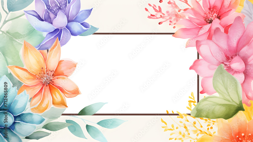 Obraz premium Watercolor Floral Design with Space for Text