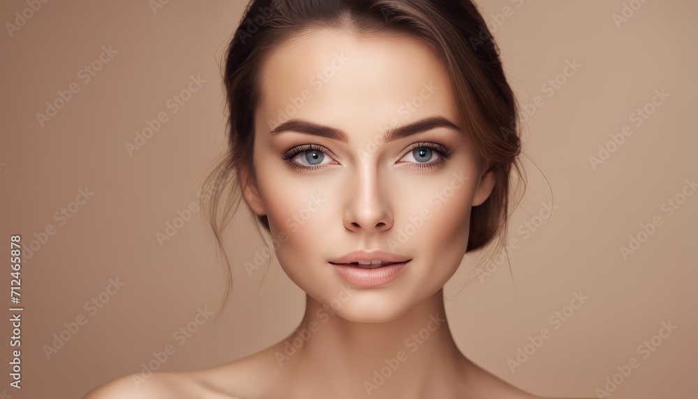 Fototapeta premium Beauty woman portrait. Beautiful spa model girl with perfect fresh clean skin. Youth and skin care