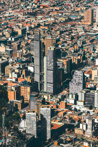 Cityscape of Bogota, view from Cerro Monserrate hill. Distrito Capital abbreviated Bogota, D.C. Capital city of Colombia, and one of the largest cities in the world.