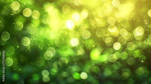 Green background, Green bokeh background, Spring background, abstract banner green blurred bokeh lights, Ai generated image 