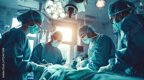 Surgeons Performing Surgery in an Operating Room A Group of Doctors at Generative AI