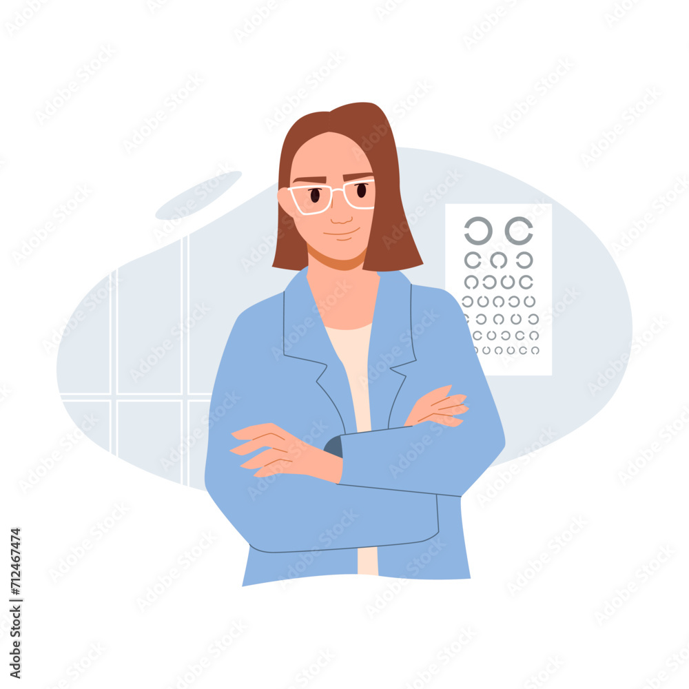 Ophthalmologist Doctor. Optical Eye Test and Care. Vector Illustration in Flat Style. Ophthalmologist Doctor. Optical Eye Test and Care. Vector Illustration in Flat Style.