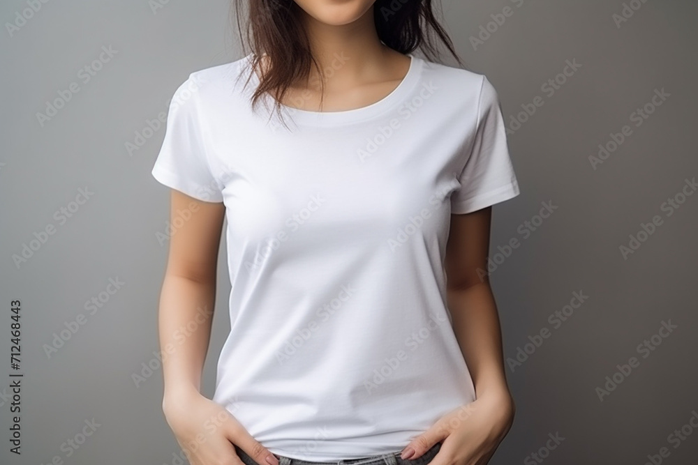 Woman in White Tshirt Mockup created with Generative AI Woman in White Tshirt Mockup created with Generative AI
