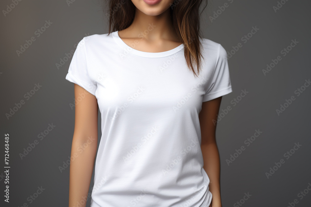 Obraz premium Woman in White Tshirt Mockup created with Generative AI
