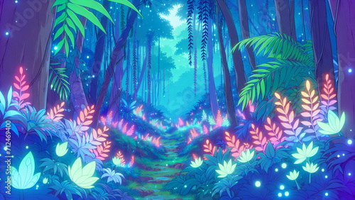 Enchanted Twilight Forest: A Luminous Path Revealed